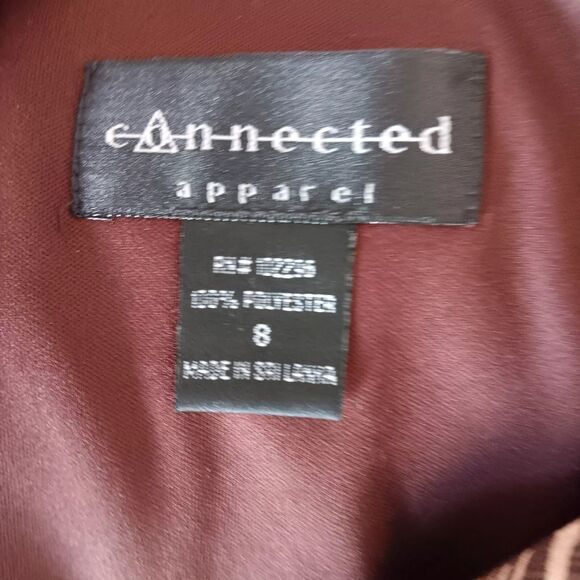 Vintage Connected Apparel Brown/Beige Tiered Sleeveless V-Neck Midi Dress, Sz. 8 - Picture 8 of 8